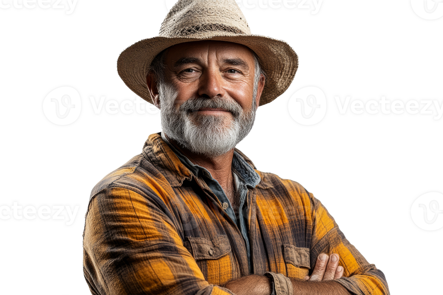 Smiling farmer poses confidently on transparent background png