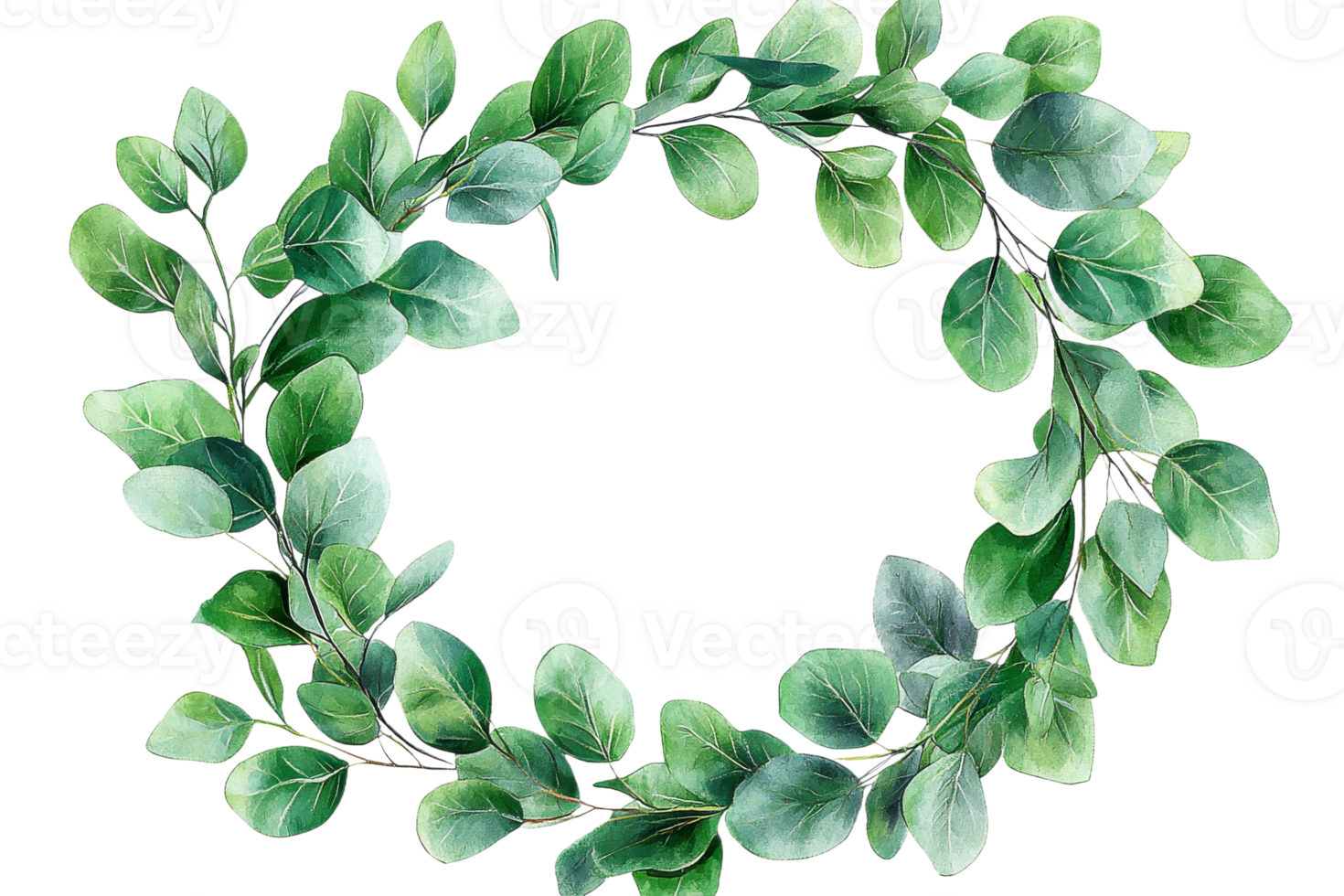 Elegant green leaf wreath design suitable for decor png
