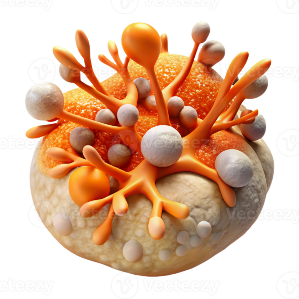 dramatic rustic Microbial Colony Growth Orange Branches Isolated Cutout detailed png