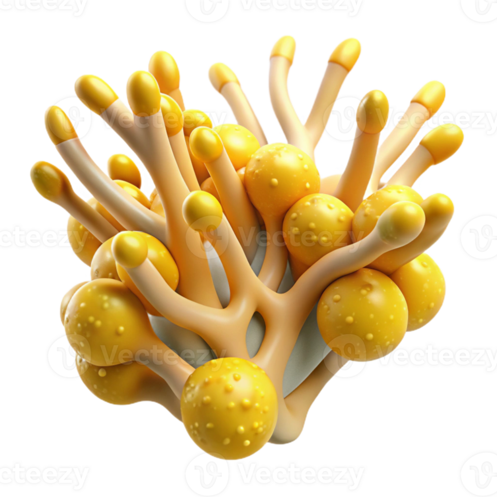 extraordinary vintage Microbial Colony Growth Yellow Branches Transparent Background high resolution png