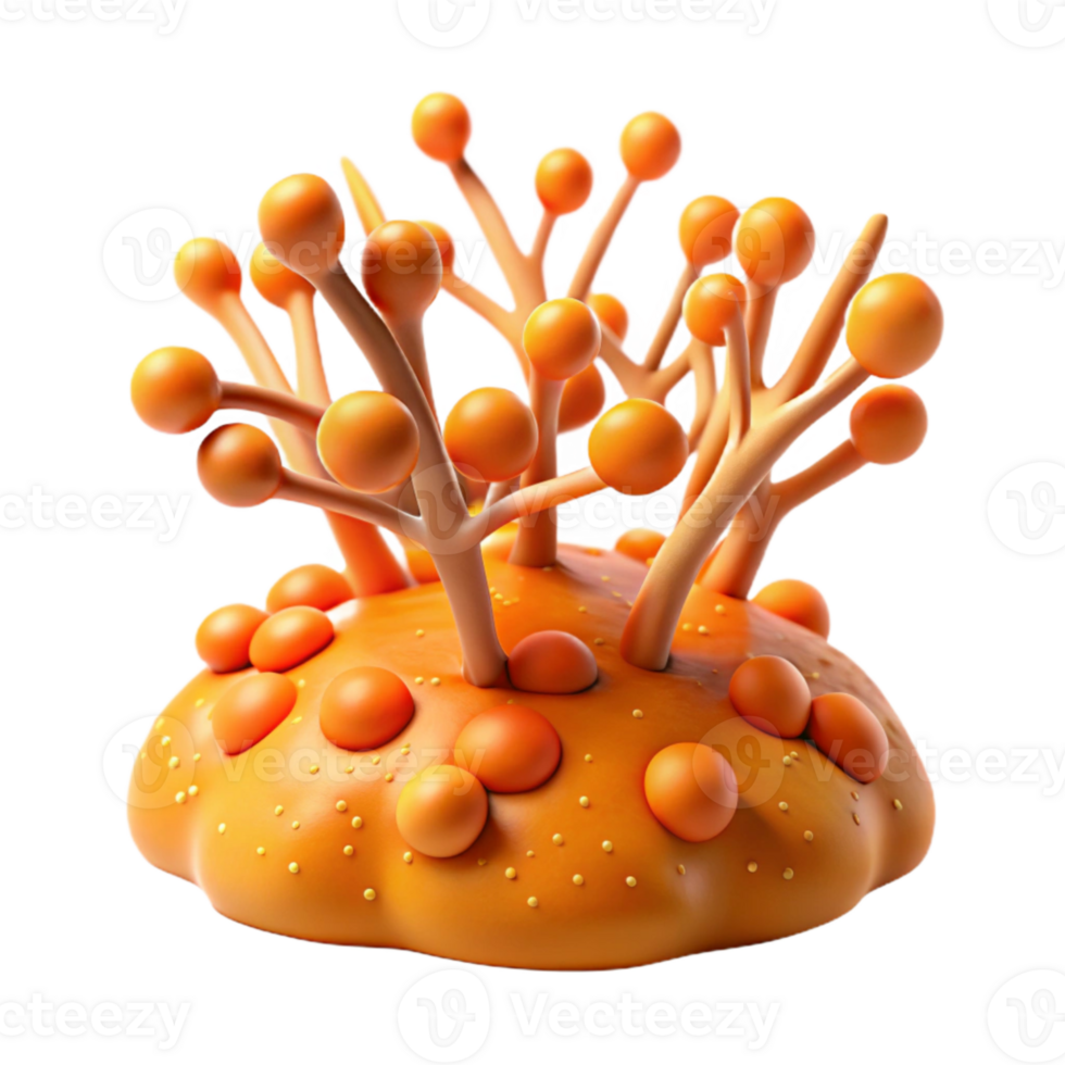 impressive creative Microbial Colony Growth Orange Branches Isolated Cutout genuine png