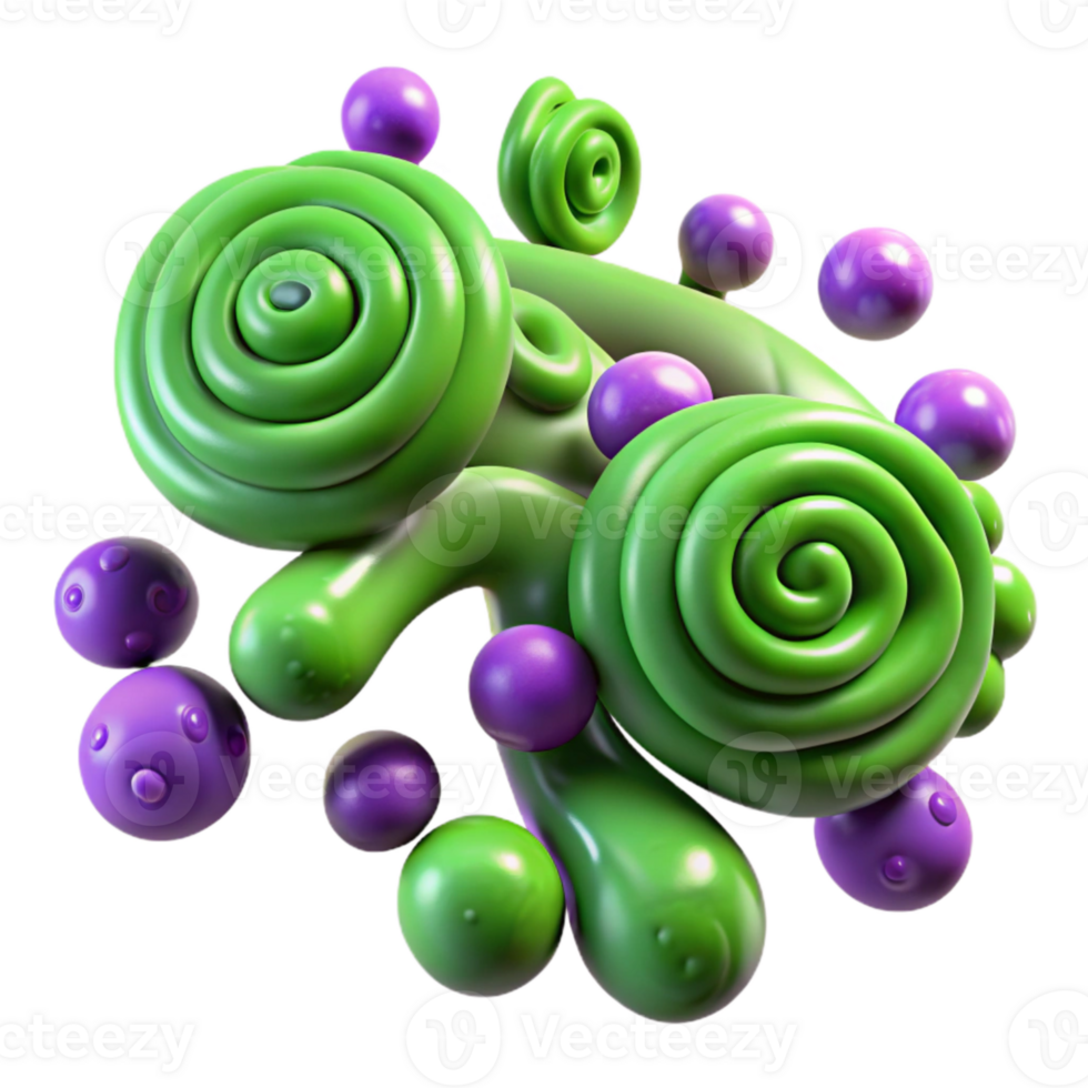 extraordinary classic Microbial Growth Pattern Green and Yellow Spirals Isolated exclusive png