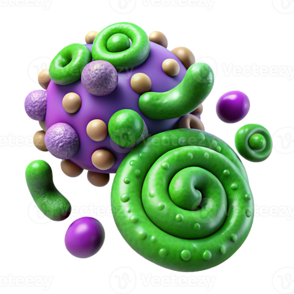 magnificent contemporary Microbial Growth Pattern Green and Yellow Spirals Isolated high quality png