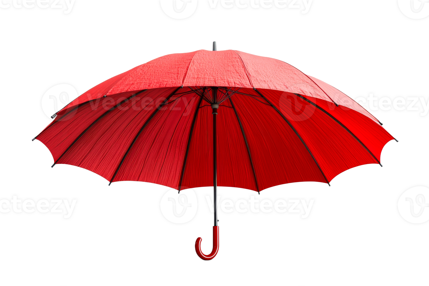 Bright red umbrella against transparent background png