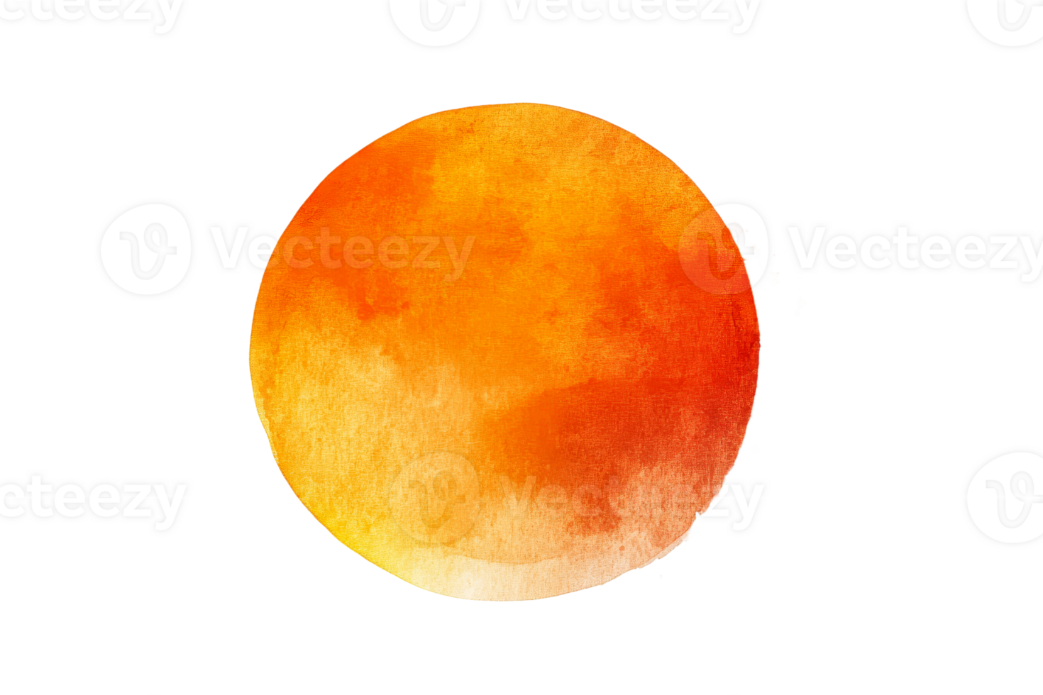 Bright orange watercolor circle on a transparent background png