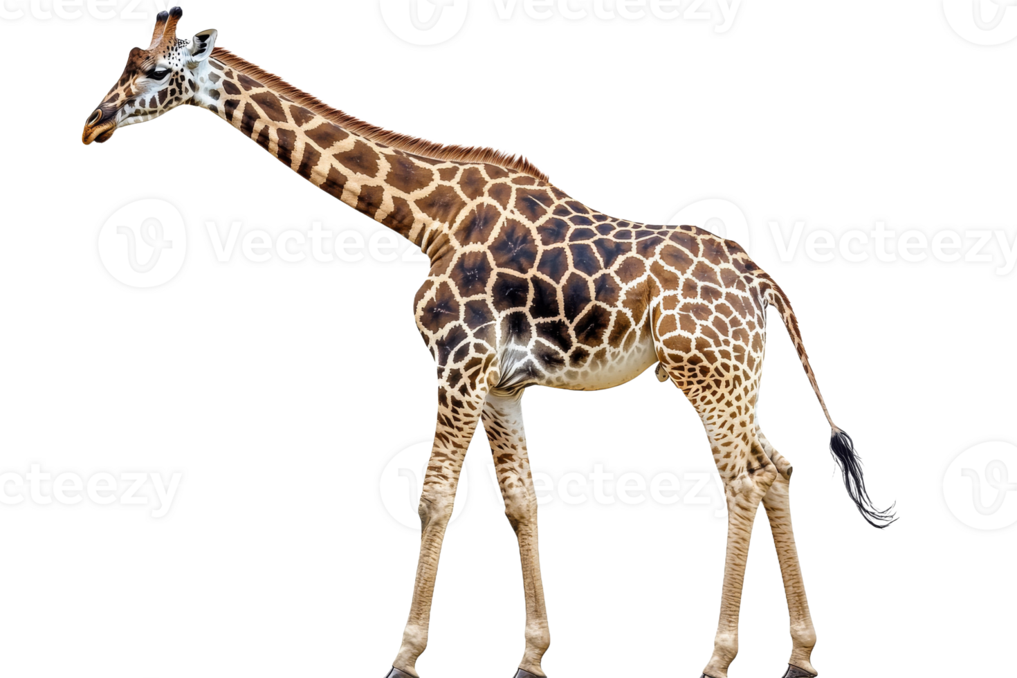 Giraffe walking gracefully on a transparent background png