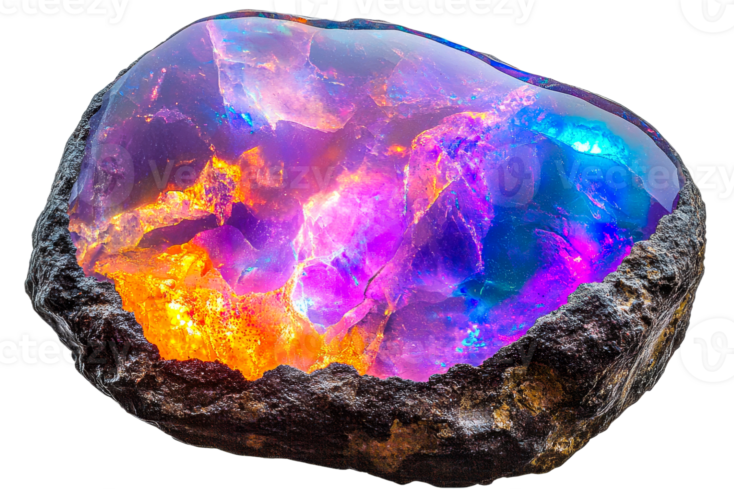 Colorful opal stone with vibrant hues and textures png