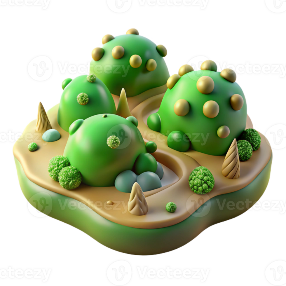 serene classic Microbial Landscape Green Topography Transparent Background png
