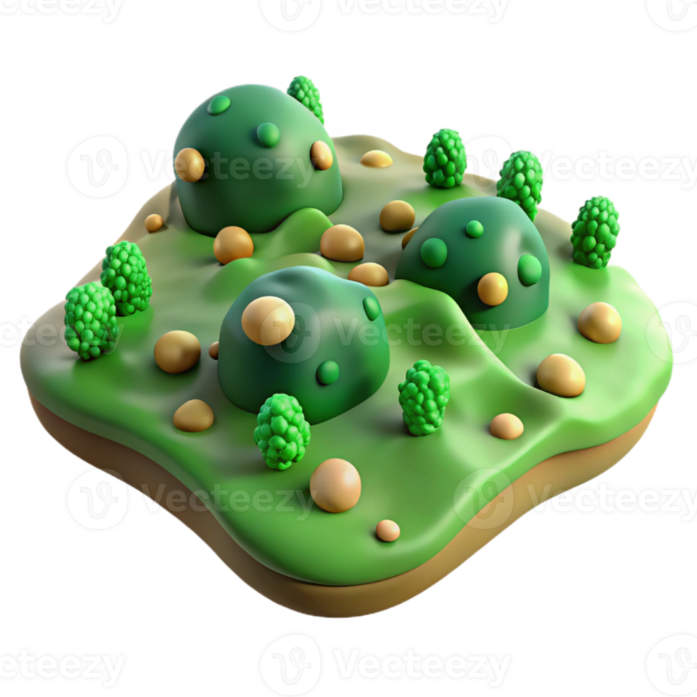 serene artistic Microbial Landscape Green Topography Transparent Background professional png