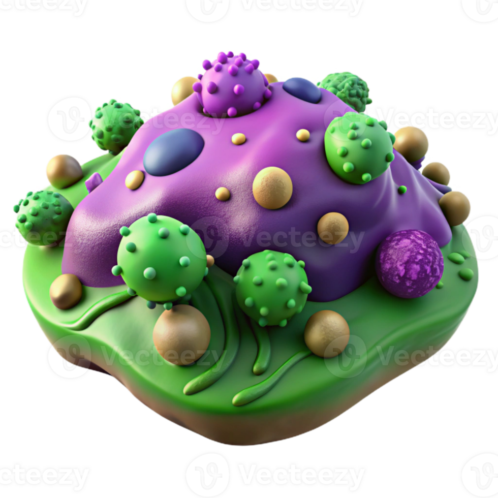 vibrant creative Microbial Landscape Purple and Green Topography Isolated Element original png