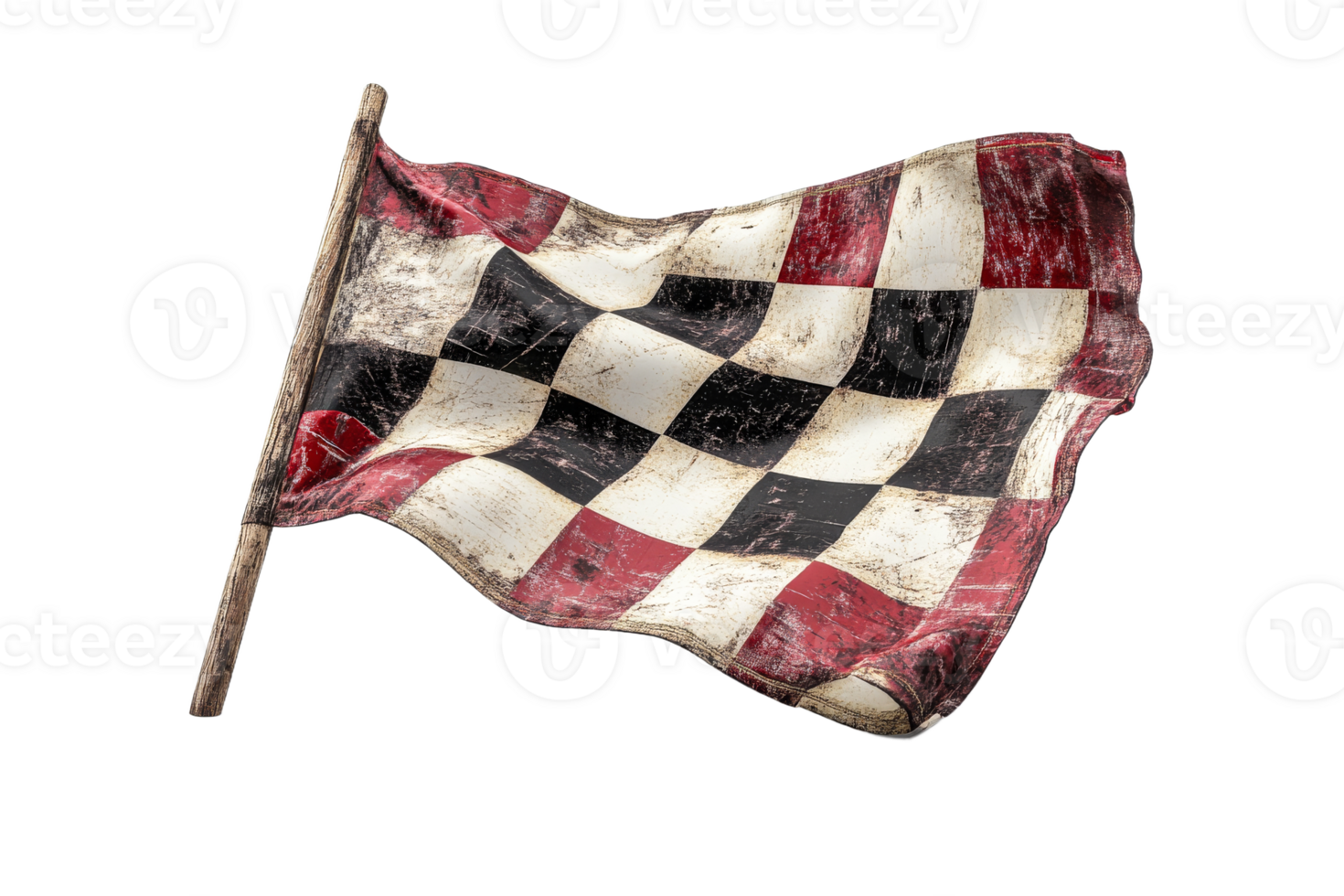 Vintage checkered flag waving in the breeze png
