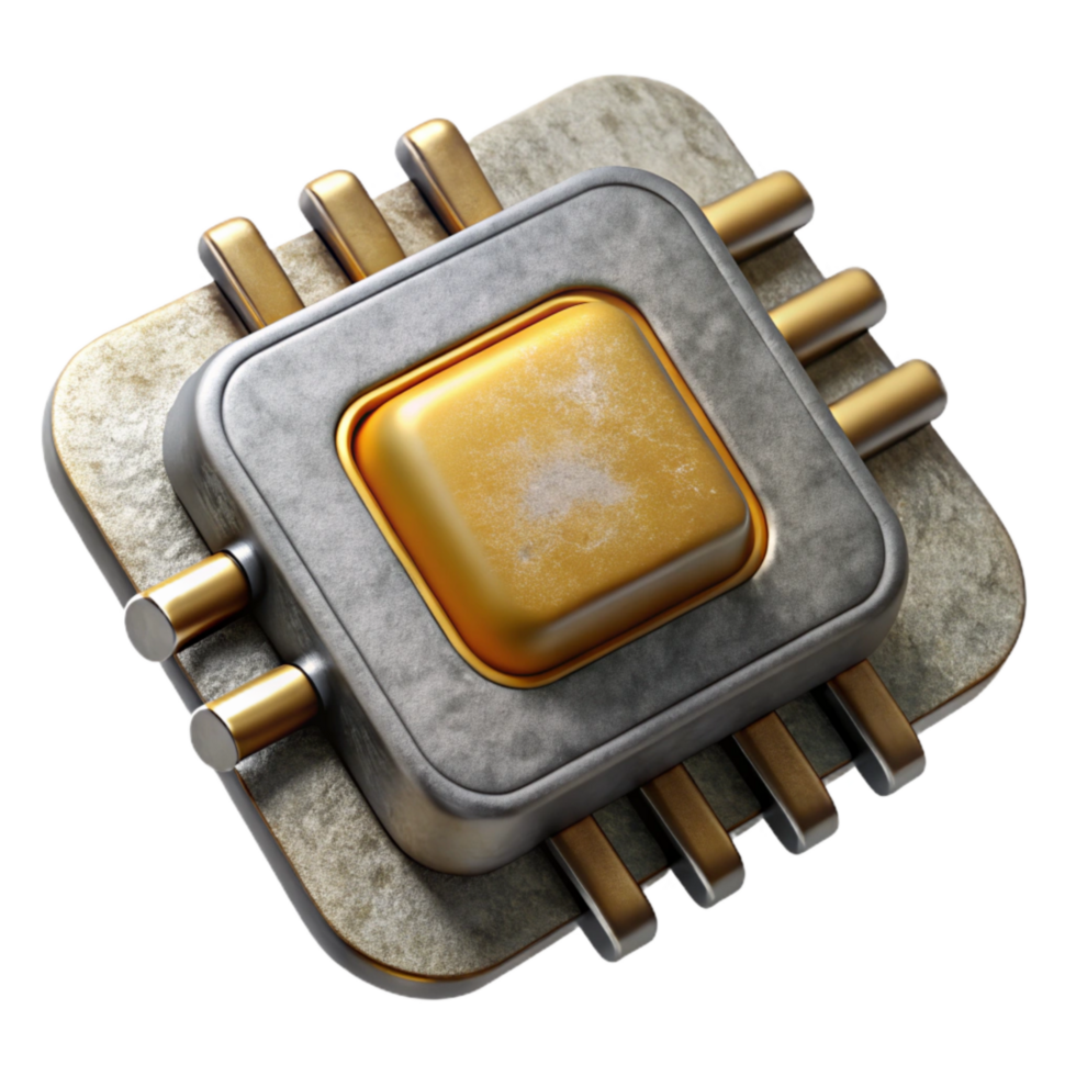 elegant classic Microchip with Gold and Silver Contacts Cutout png