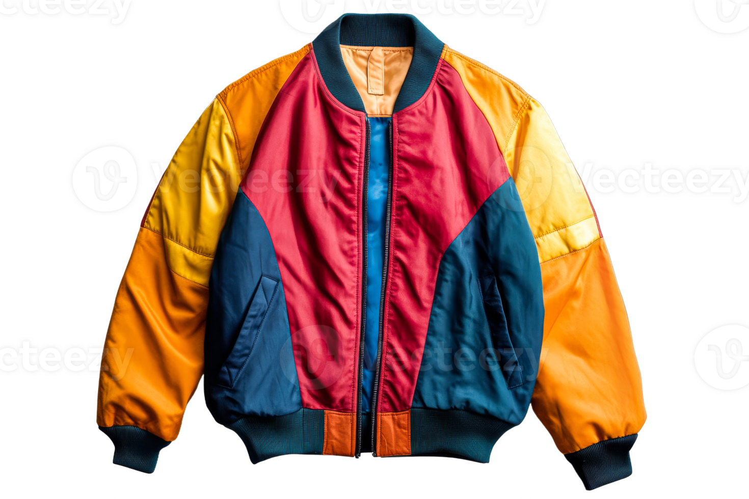 Colorful bomber jacket with a modern design for casual wear png