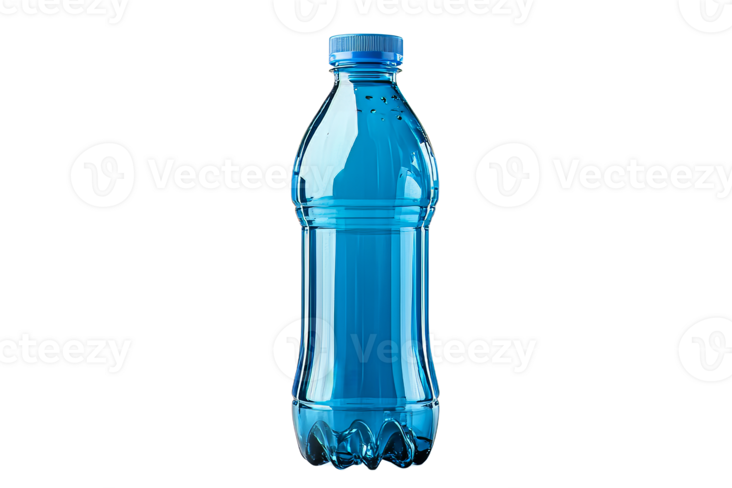 Blue plastic water bottle with transparent background png