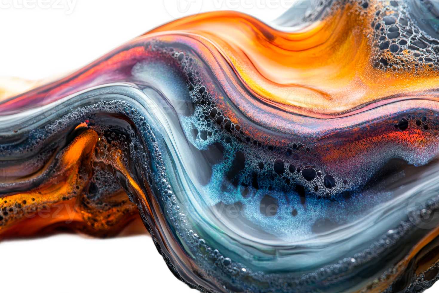 Colorful abstract fluid art with waves and bubbles png