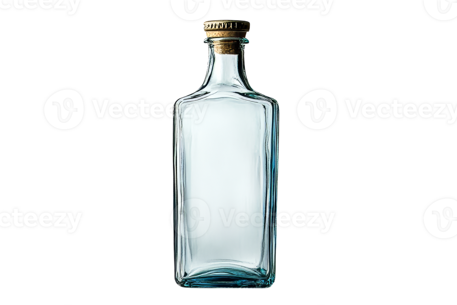 Glass bottle with cork cap and transparent background png