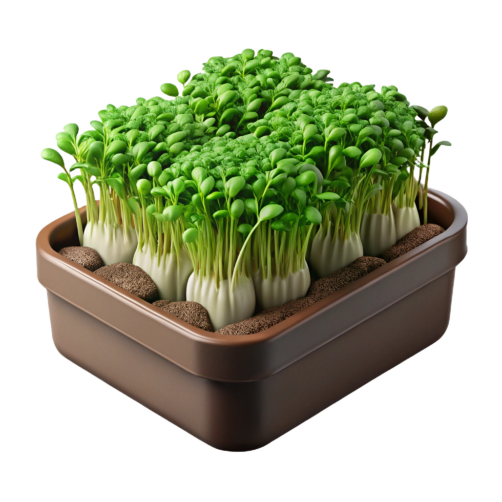 serene traditional Microgreens in Growing Tray Transparent Background original png