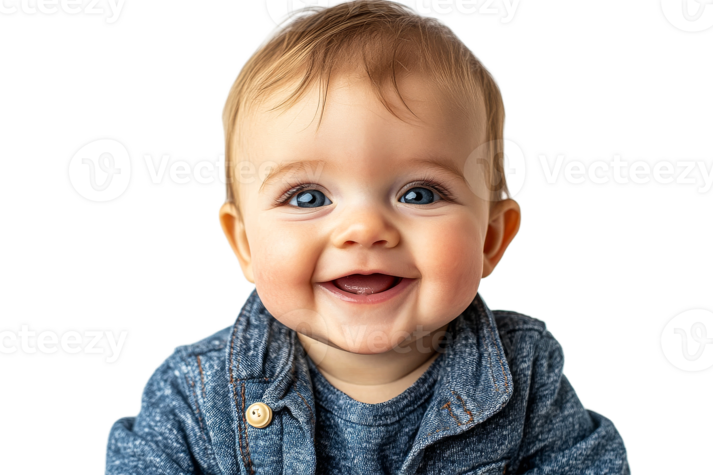 Smiling baby with blue eyes on transparent background png