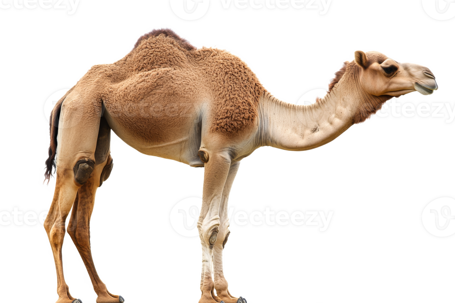 Humpless camel standing on transparent background png
