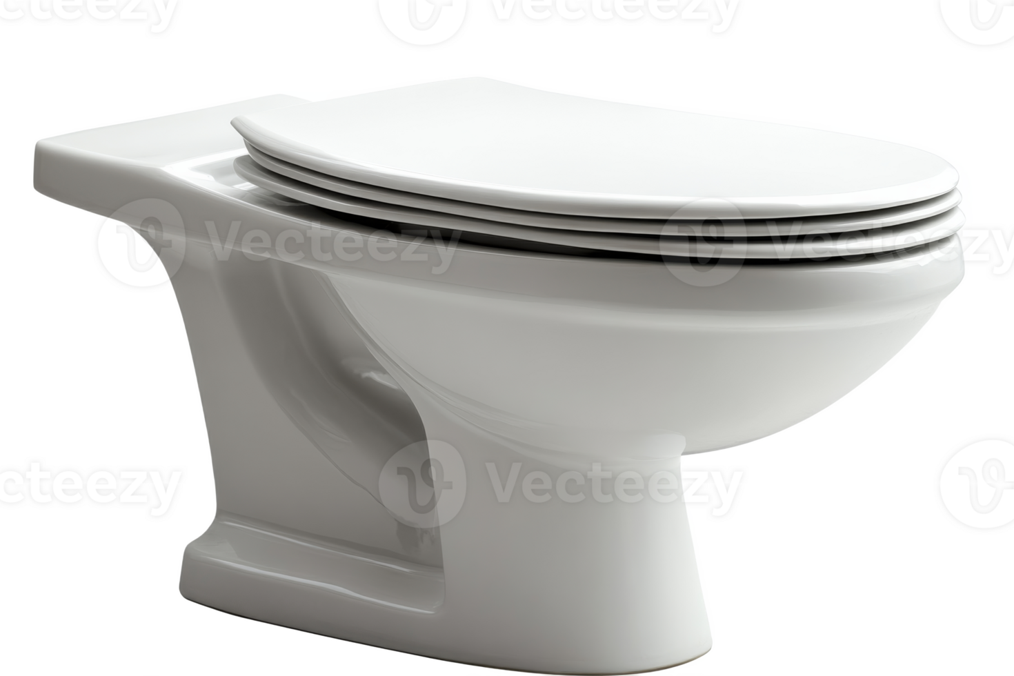 Modern toilet design with sleek lines and white finish png