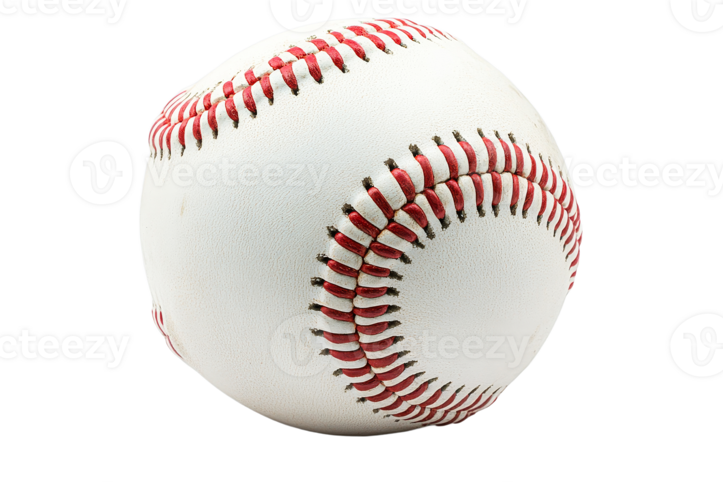 Classic baseball with red stitching, transparent bg png