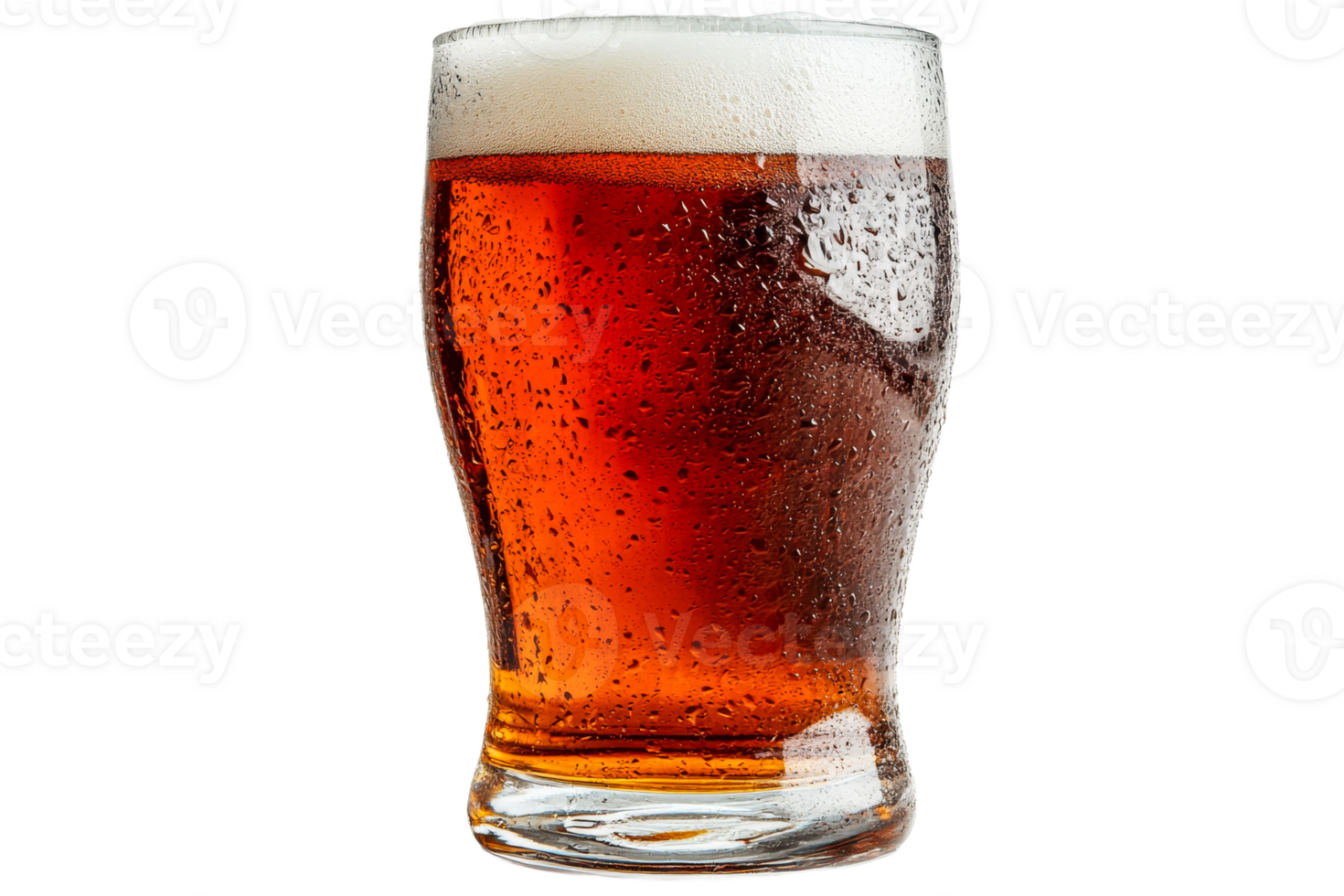 Refreshing amber beer in transparent glass on background png