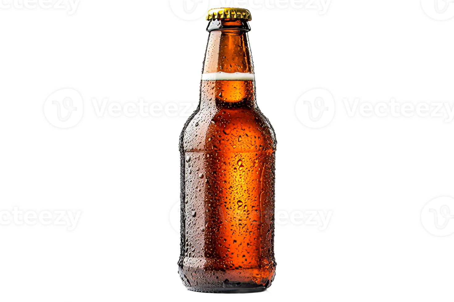 Condensation on cold amber beer bottle png