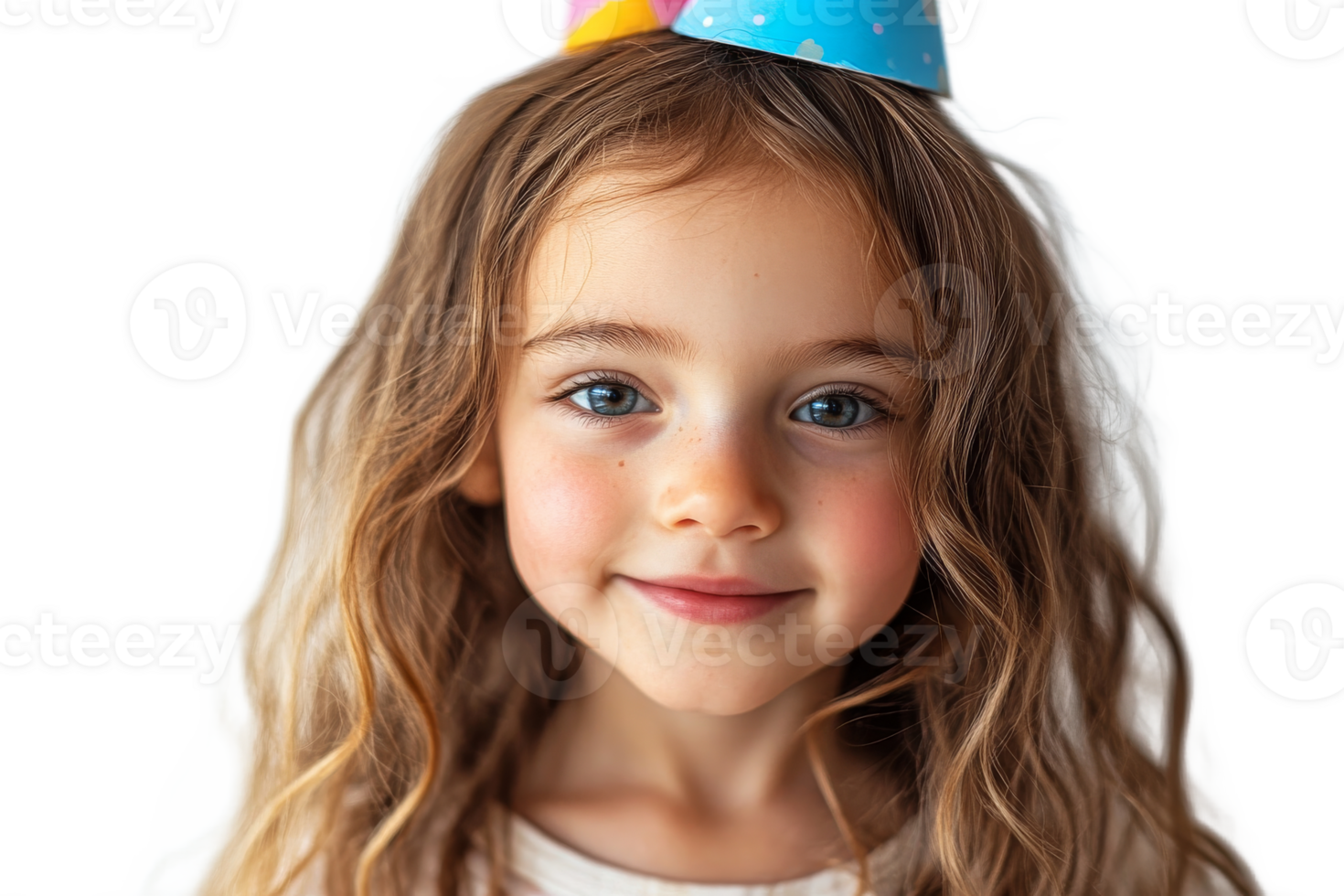 Happy child wearing a party hat with a joyful expression png