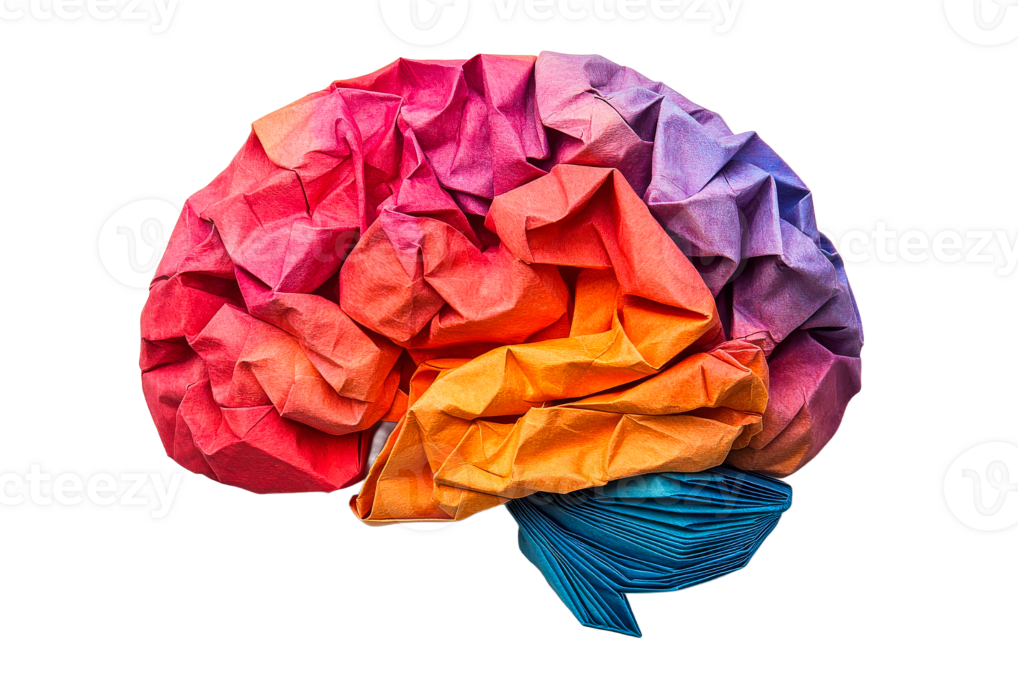 Colorful paper brain design shows creativity and smarts png
