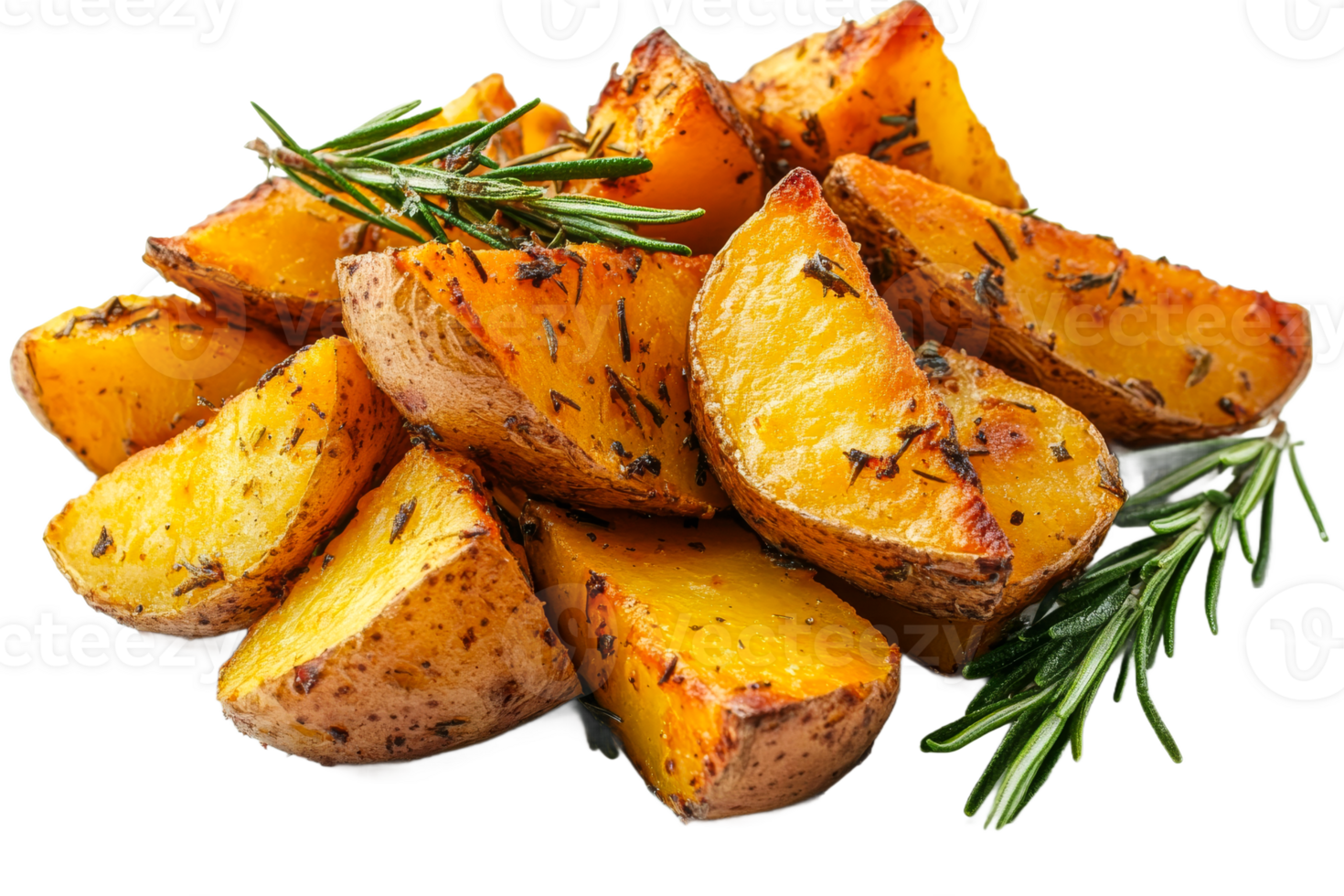 Herbed crispy roasted potatoes on clear background png