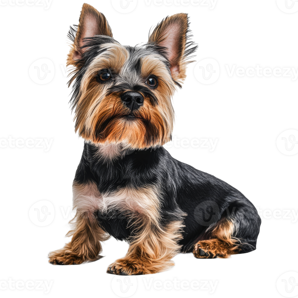 Cute Yorkshire Terrier sitting with a playful expression png