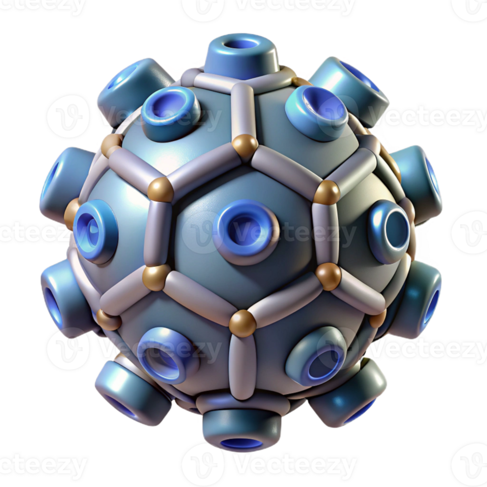 serene abstract Microscopic Nanobot Cluster Bottom View Isolated Element original png