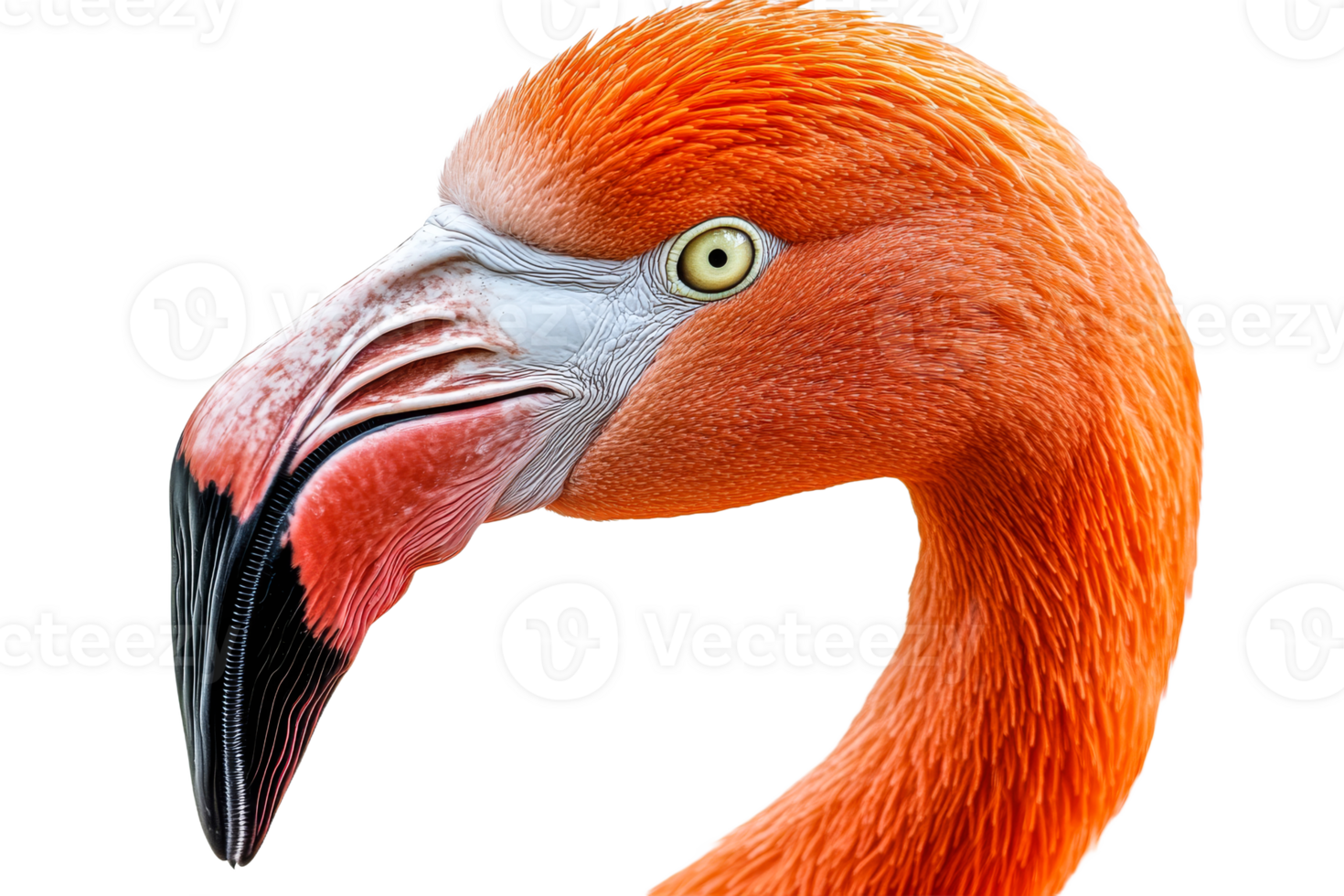 Flamingo close up view with vibrant colors png