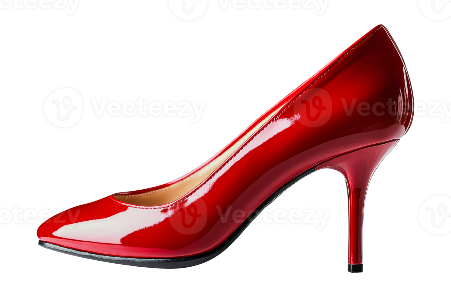Elegant red high heel shoe on a transparent background png