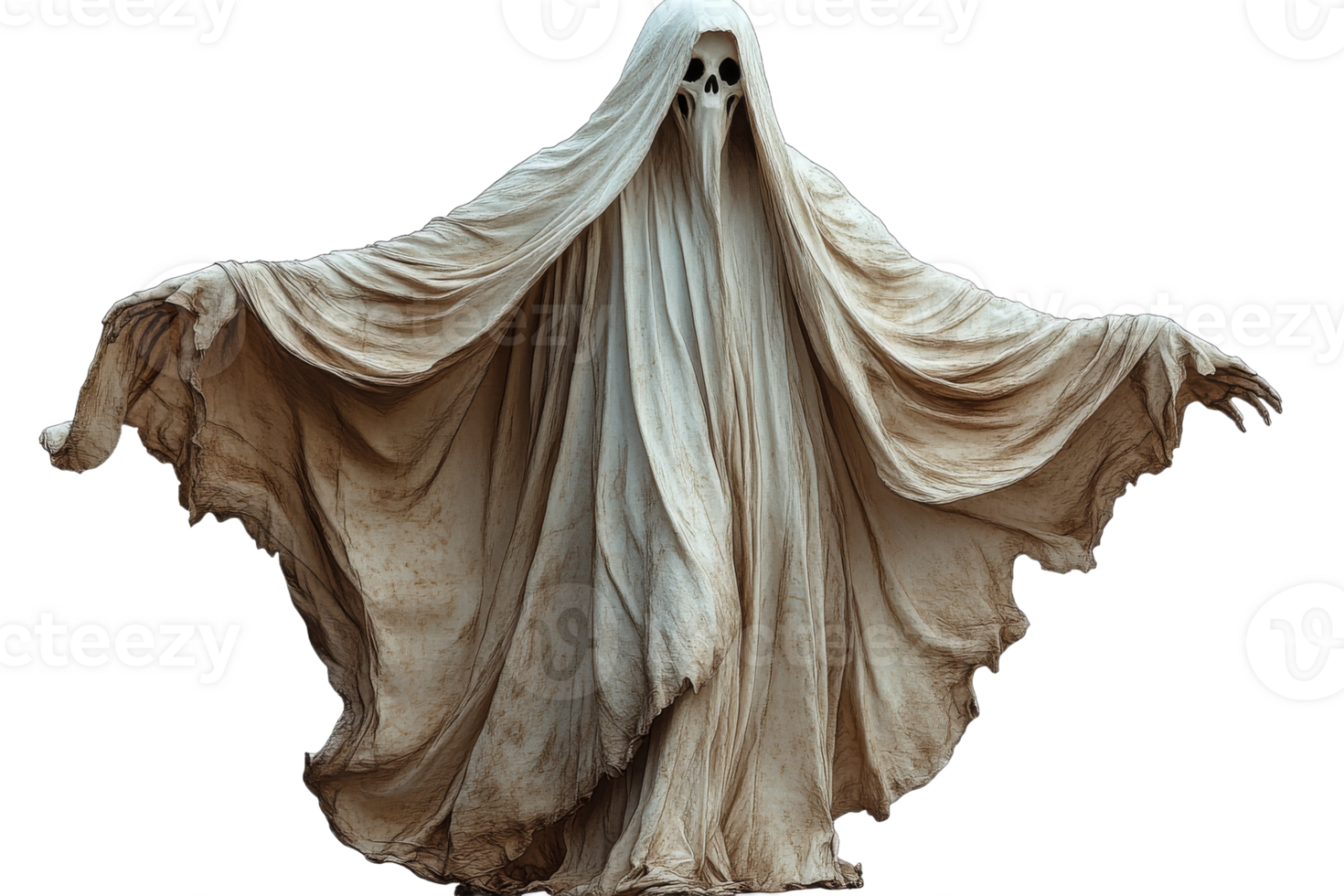 Ghost in flowing robes on clear background png