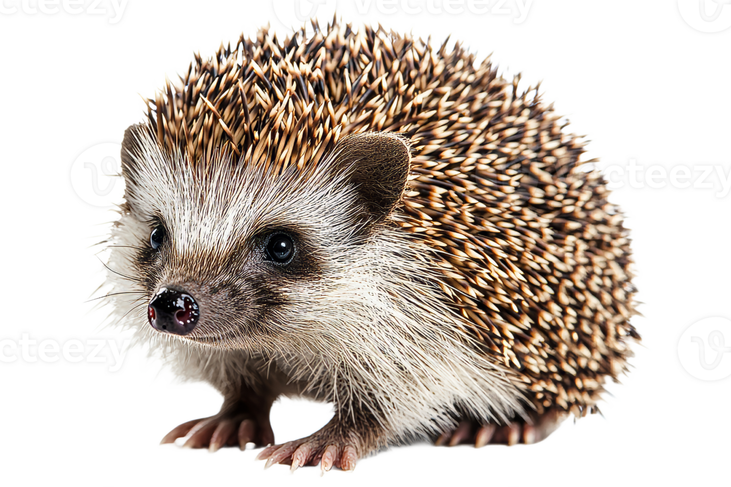 Hedgehog with spiky fur on a transparent background png