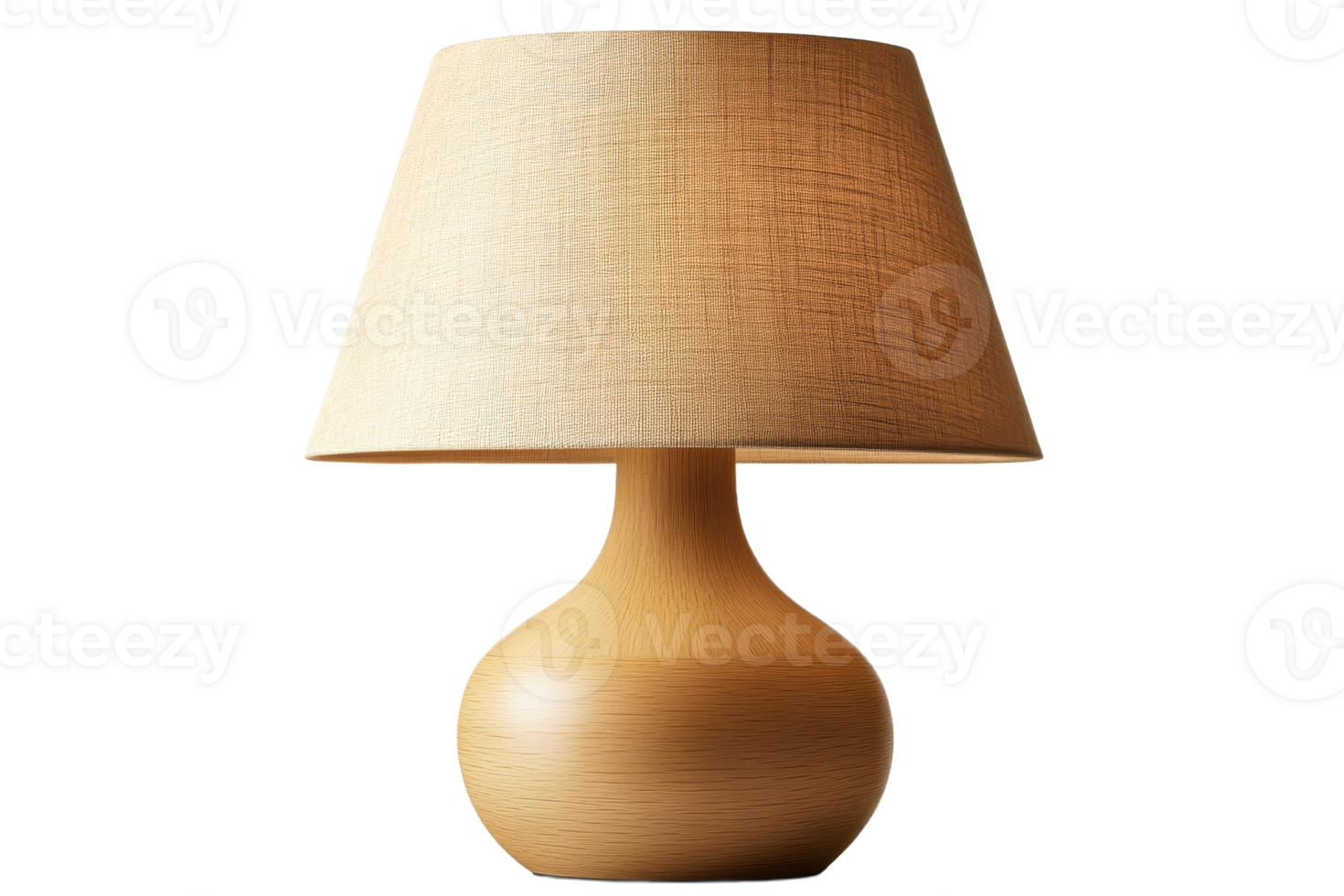 Wooden lamp with simple shade, transparent backdrop png
