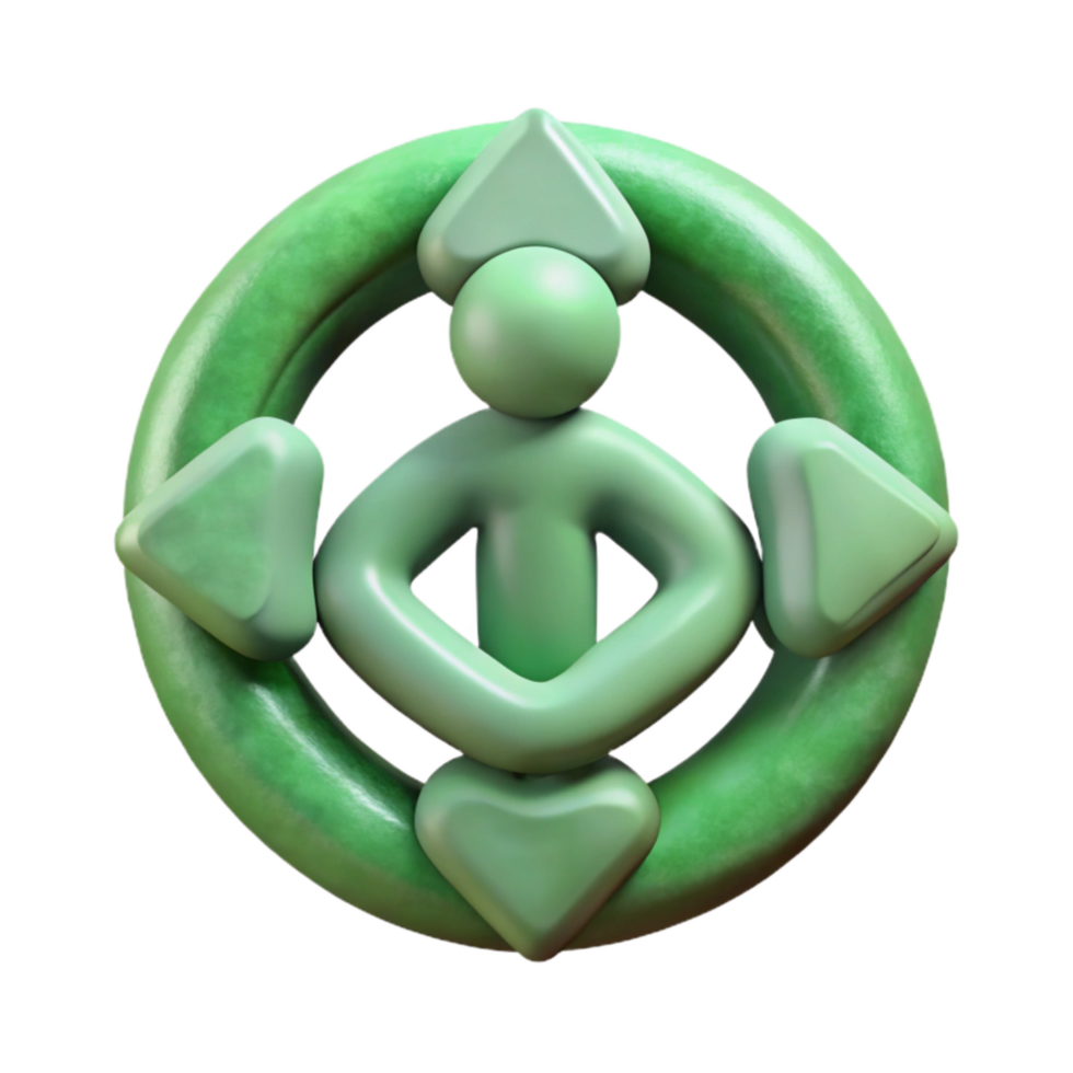 dramatic vintage Mind Body Connection Symbol Cutout with Soft Green Color professional png