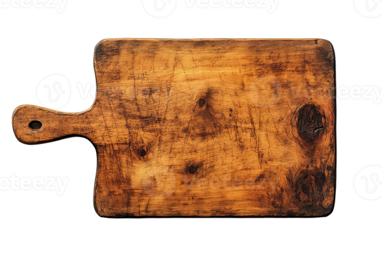 Wooden cutting board with rustic design and texture png