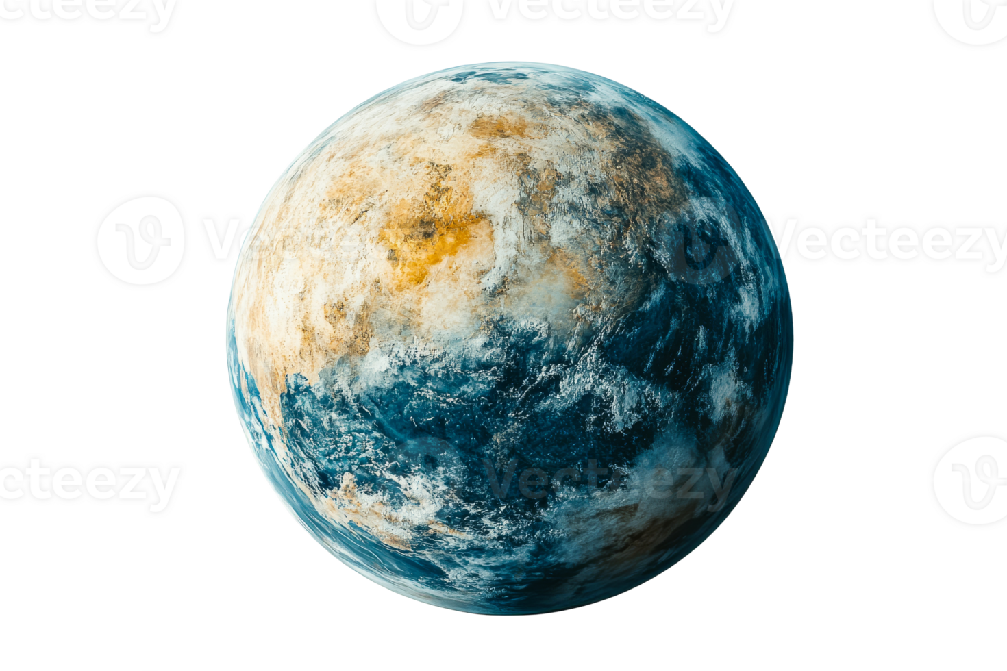Detailed depiction of a planet on a transparent background png
