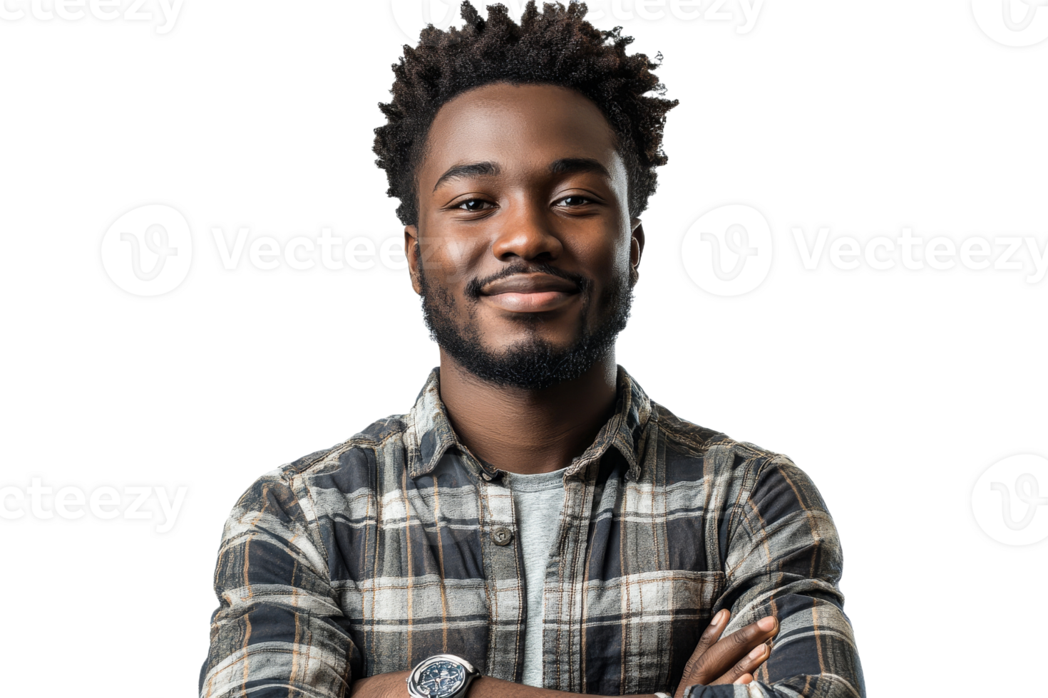 Confident young man with arms crossed and smiling png