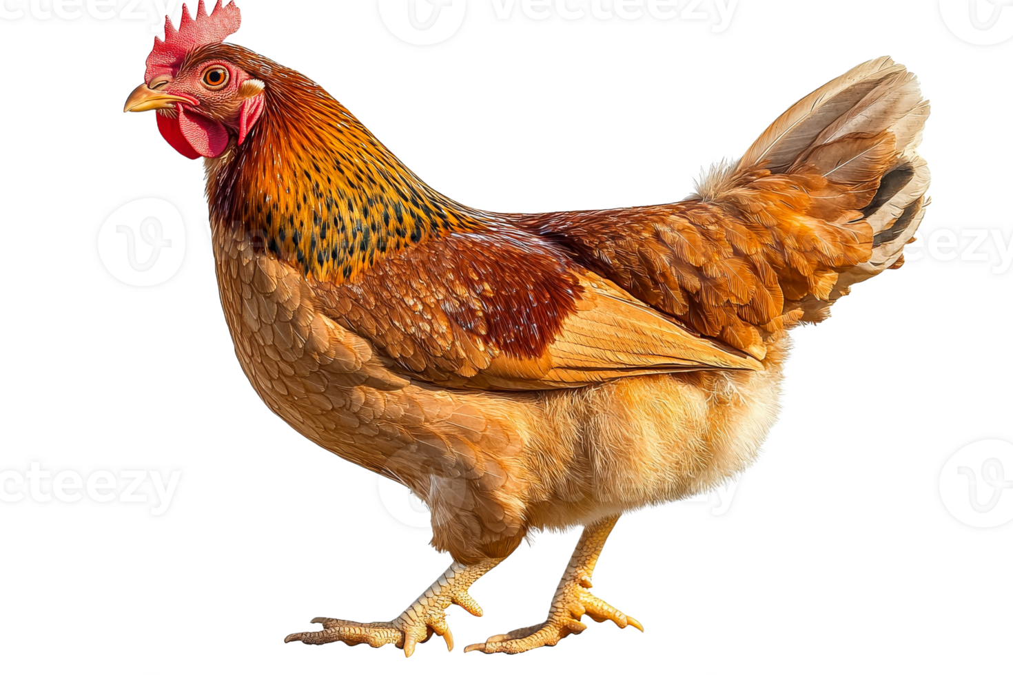 Farm chicken standing on a transparent background png