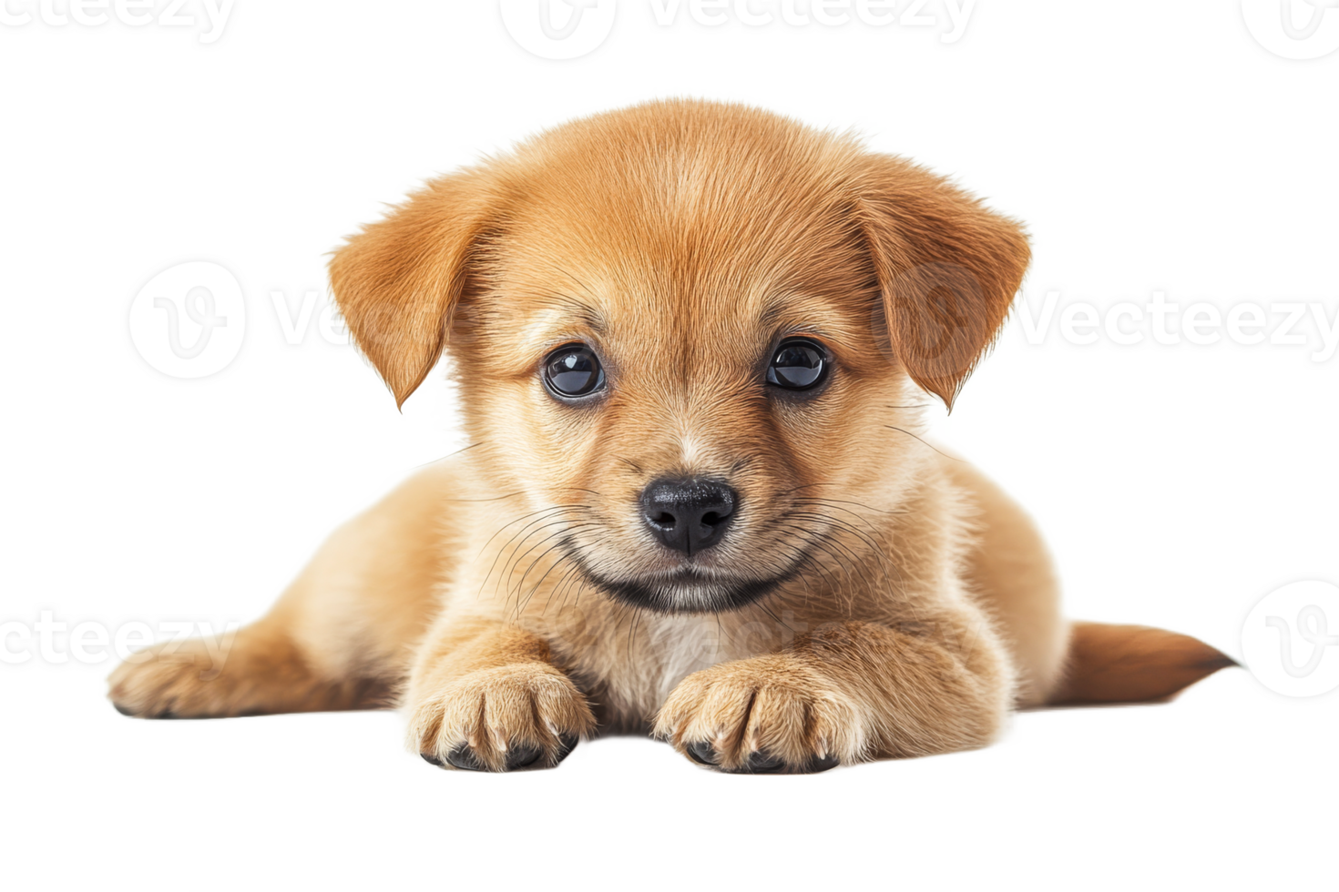 Cute puppy with big eyes lying on a smooth surface png