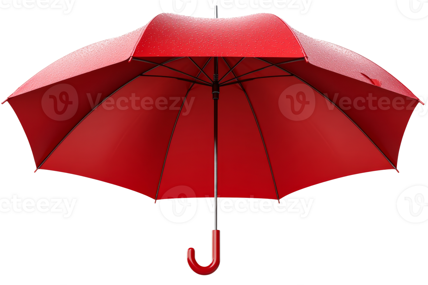 Red umbrella with raindrops on clear background png