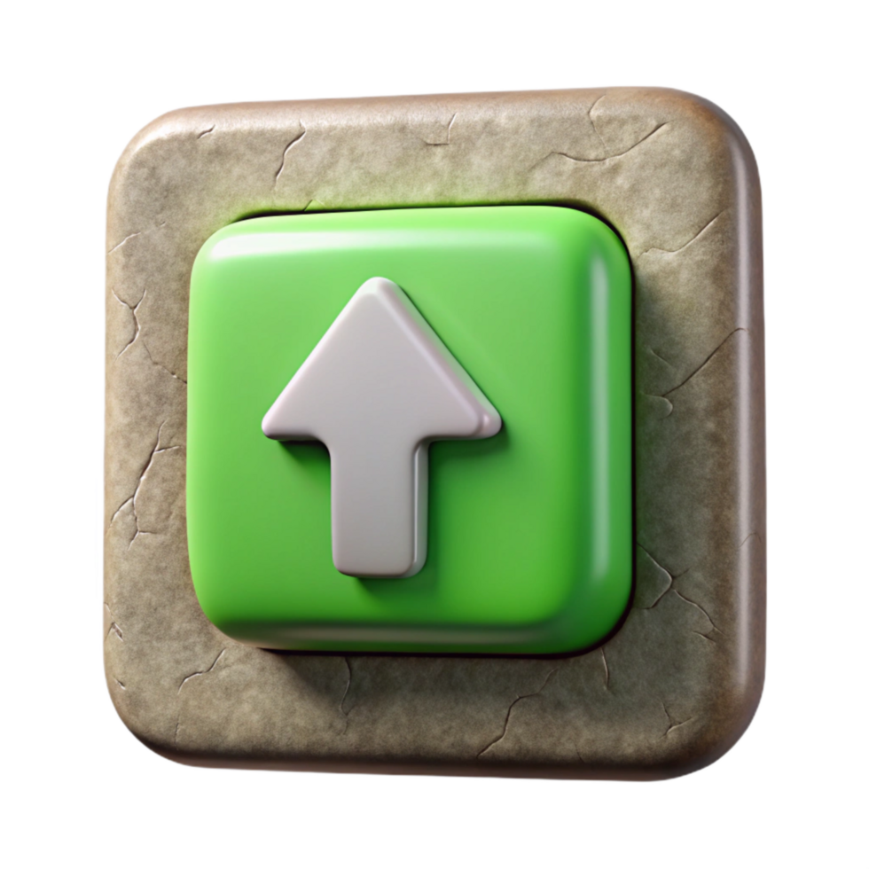 wonderful vintage Mind Upload Button Green Square Isolated high quality png