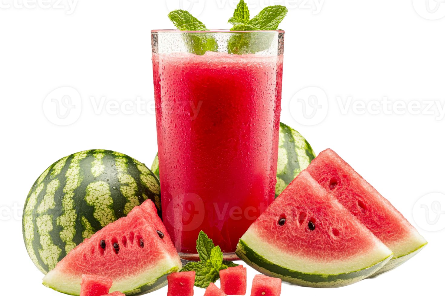 Refreshing watermelon juice with fresh fruit and mint png