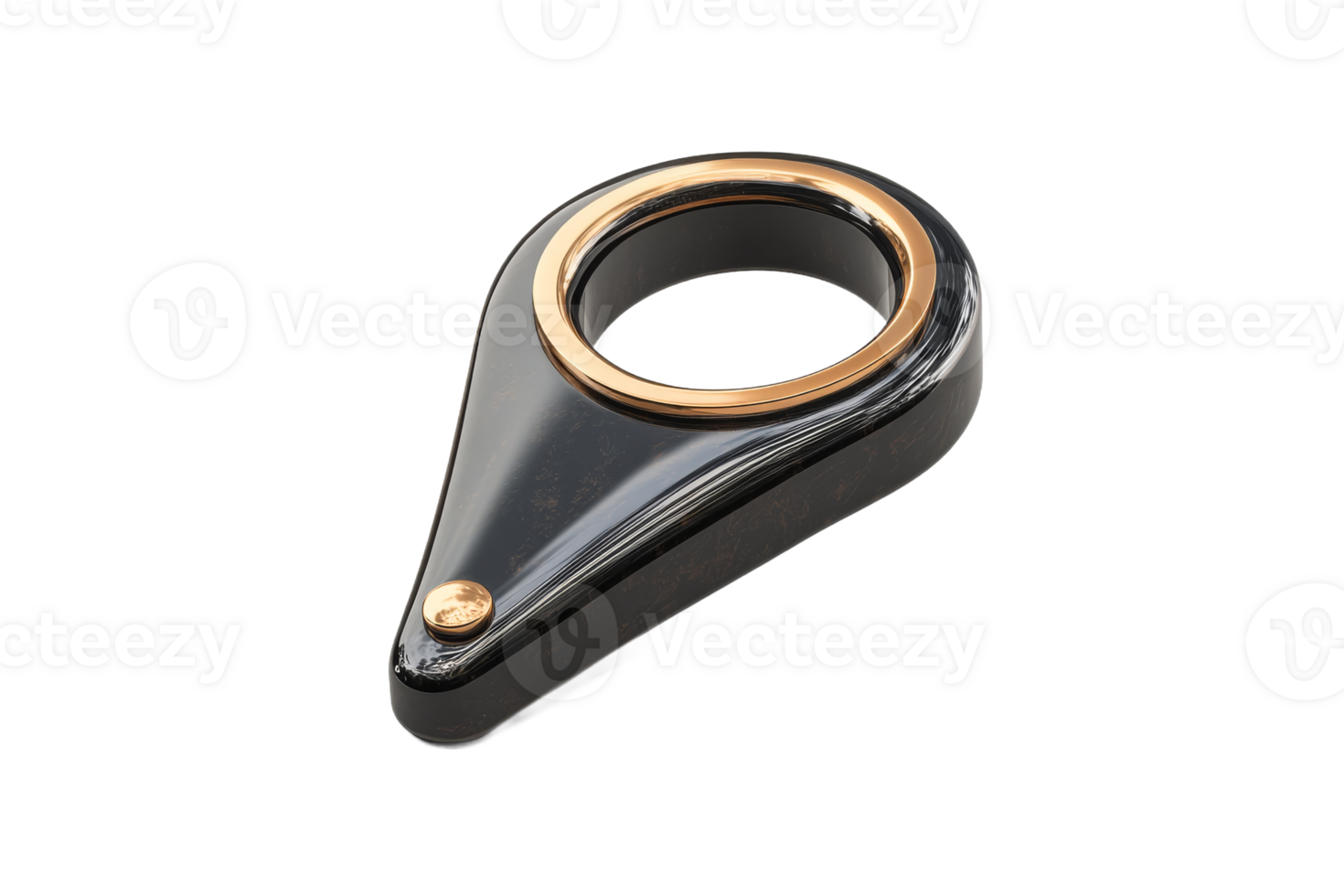 Unique black and gold keychain accessory with shiny finish png