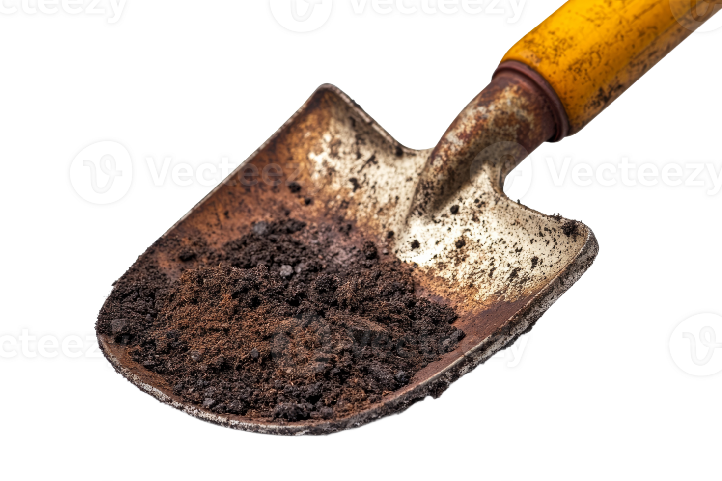 Shovel with soil on transparent background png