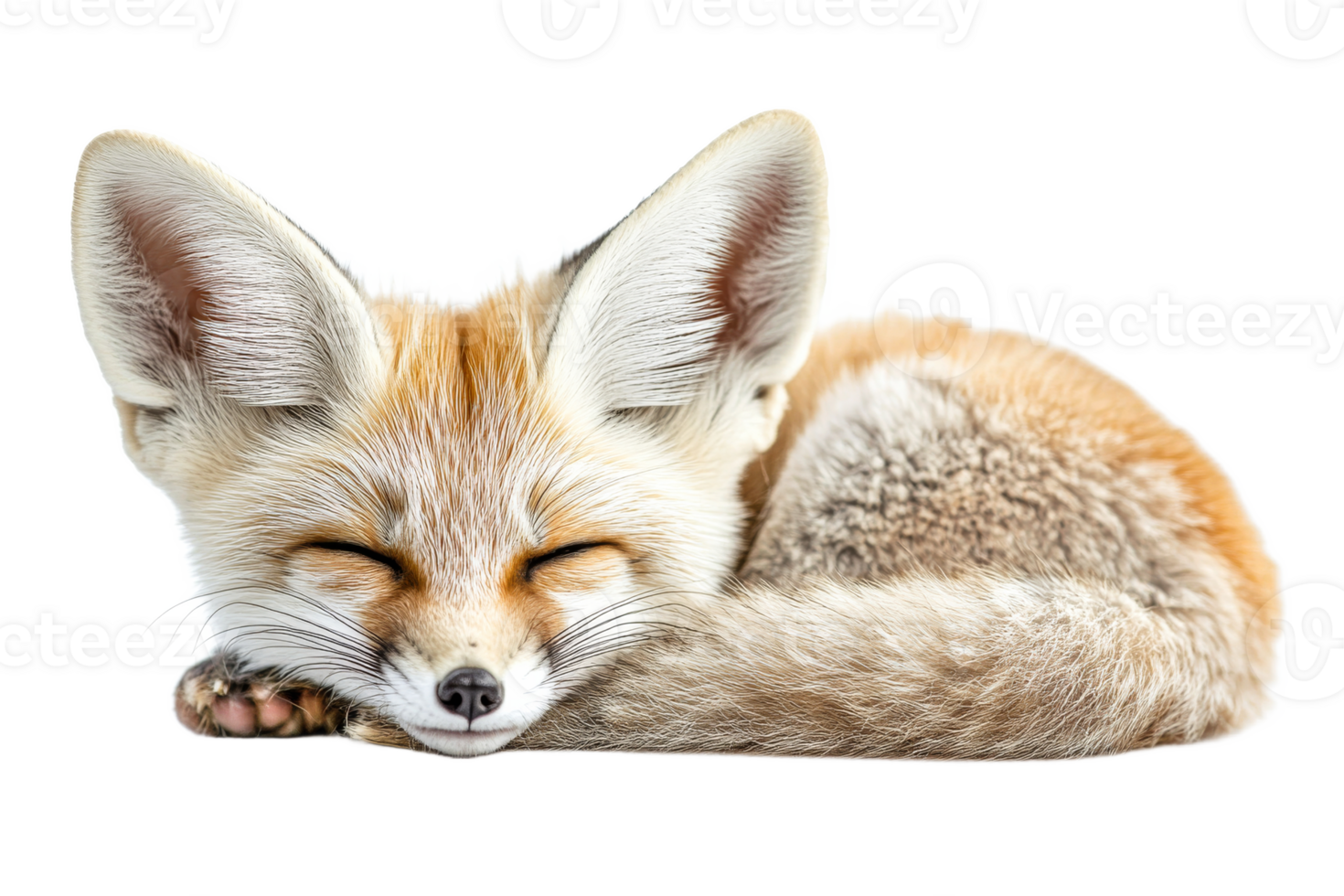Fennec fox resting peacefully on soft surface png