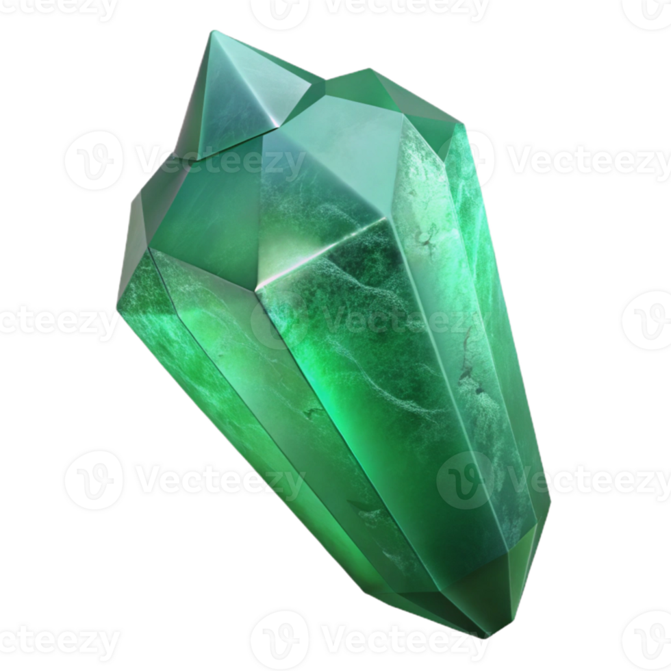 dramatic classic Mineral Crystal Raw Emerald Green Hues Transparent Background authentic png